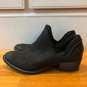 Black leather booties